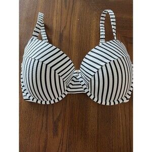 Shade & Shore Underwire  Halter Swimsuit Bikini Top Size 34DD Black & White